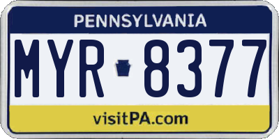 PA license plate MYR8377
