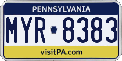 PA license plate MYR8383