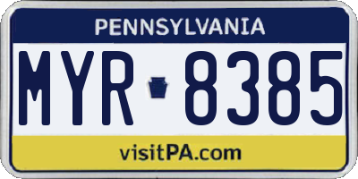 PA license plate MYR8385