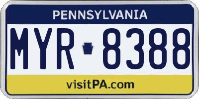 PA license plate MYR8388