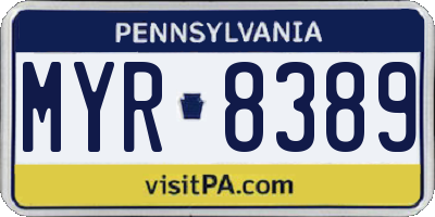 PA license plate MYR8389