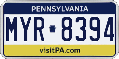PA license plate MYR8394