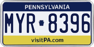 PA license plate MYR8396