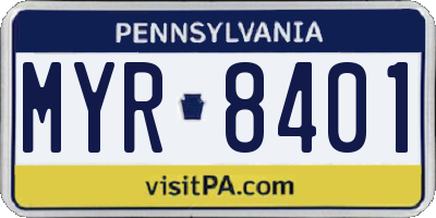 PA license plate MYR8401