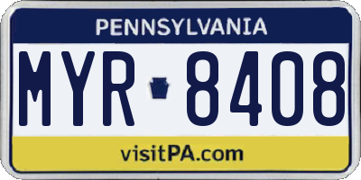 PA license plate MYR8408