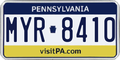 PA license plate MYR8410