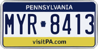 PA license plate MYR8413