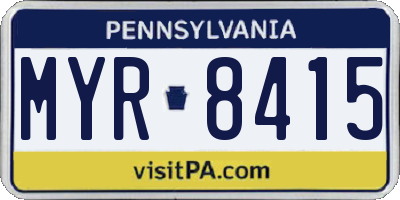 PA license plate MYR8415