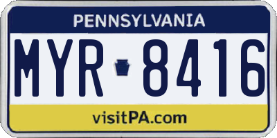PA license plate MYR8416