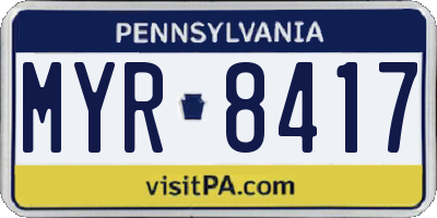 PA license plate MYR8417