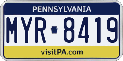 PA license plate MYR8419