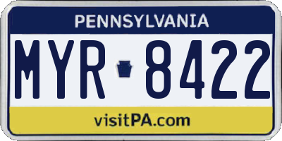 PA license plate MYR8422