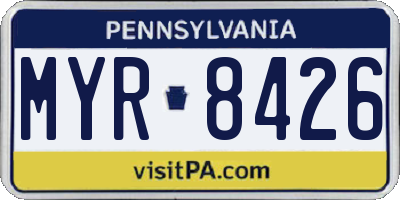 PA license plate MYR8426