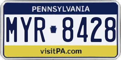 PA license plate MYR8428