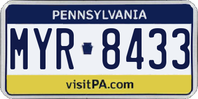 PA license plate MYR8433