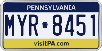 PA license plate MYR8451