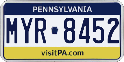 PA license plate MYR8452