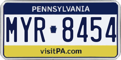 PA license plate MYR8454