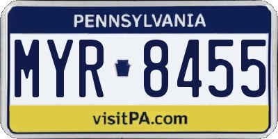 PA license plate MYR8455