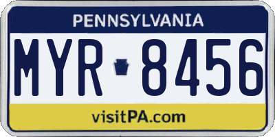 PA license plate MYR8456