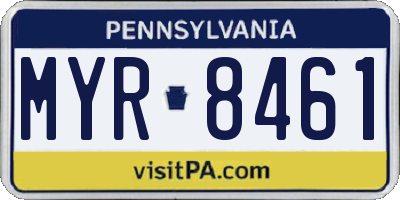 PA license plate MYR8461