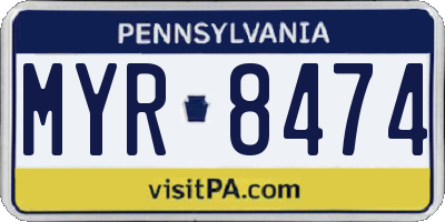 PA license plate MYR8474