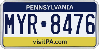PA license plate MYR8476