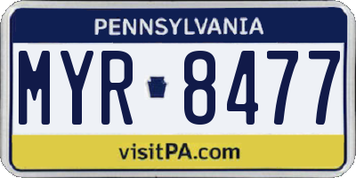PA license plate MYR8477