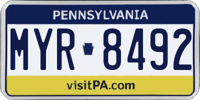 PA license plate MYR8492