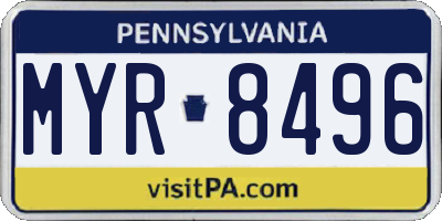 PA license plate MYR8496
