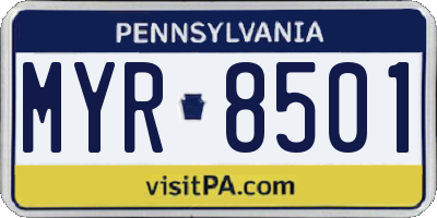 PA license plate MYR8501