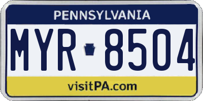 PA license plate MYR8504