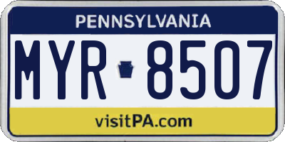PA license plate MYR8507