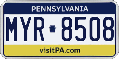 PA license plate MYR8508