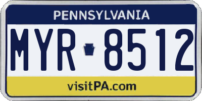 PA license plate MYR8512
