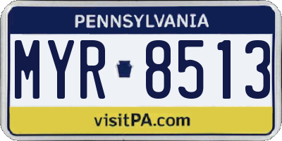 PA license plate MYR8513