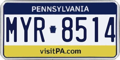 PA license plate MYR8514