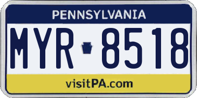 PA license plate MYR8518