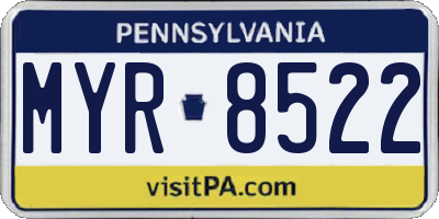 PA license plate MYR8522