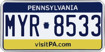 PA license plate MYR8533