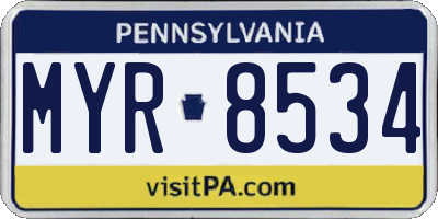 PA license plate MYR8534