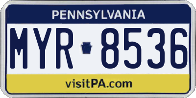 PA license plate MYR8536