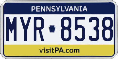 PA license plate MYR8538