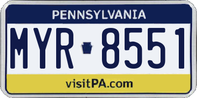 PA license plate MYR8551