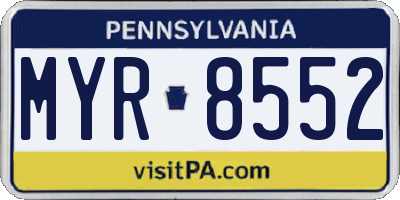 PA license plate MYR8552