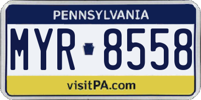 PA license plate MYR8558