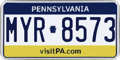 PA license plate MYR8573