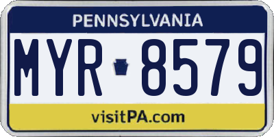 PA license plate MYR8579