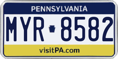 PA license plate MYR8582