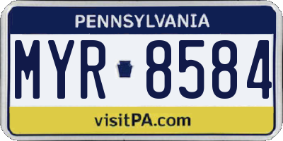 PA license plate MYR8584
